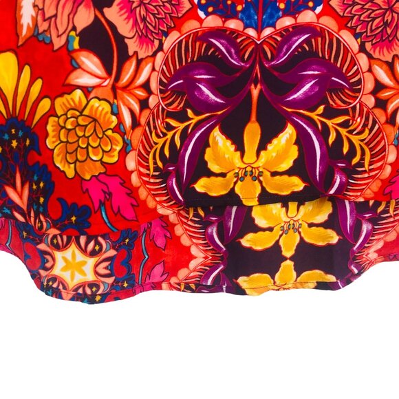 New Loft Womens High Low Blouse Sz Large Long Sleeve Vibrant Floral Print NWT - Picture 4 of 13